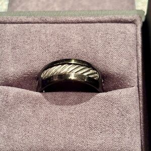 David Yurman Titanium and Sterling Silver Cable Ring Size 10
